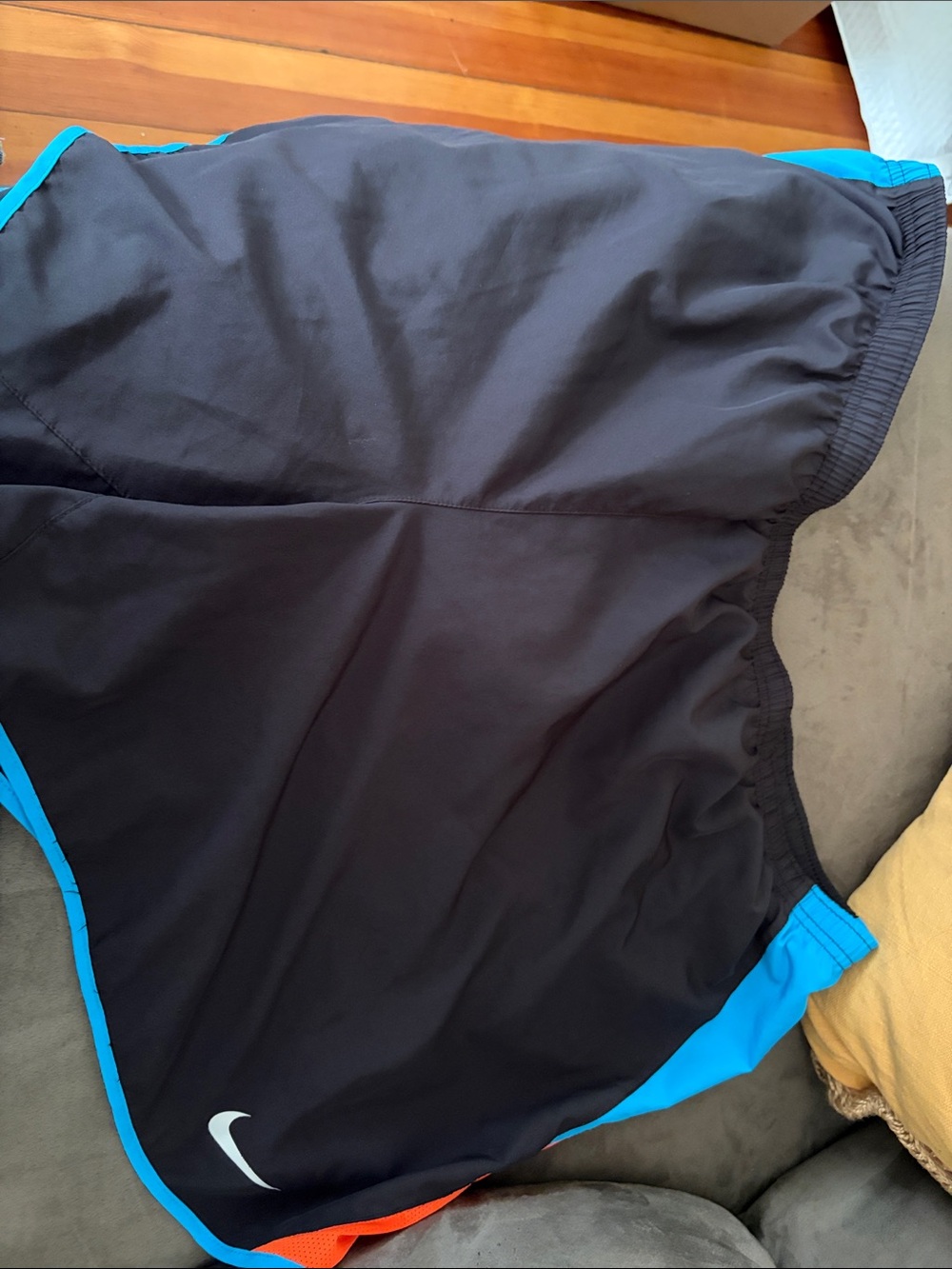 Nike Black and Bright Blue Running Shorts with White Swoosh and Ted gear shorts.